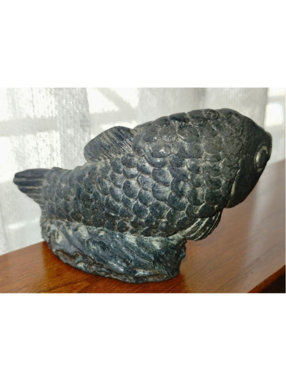 Wolf Originals Hand-Carved Soapstone Koi Fish Sculpture - Picture 2 of 3